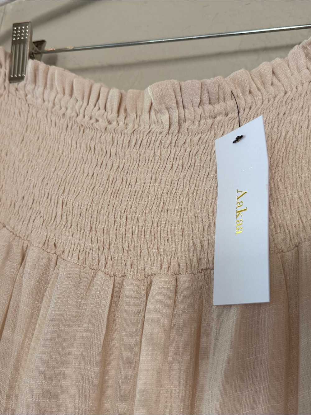 NWT Aakaa Smocked Waist Cream Tiered Maxi Skirt (m) - Picture 3 of 6